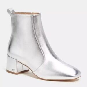 Coach Cm682 Noah Silver Metallic Square Toe Boots 7.5
